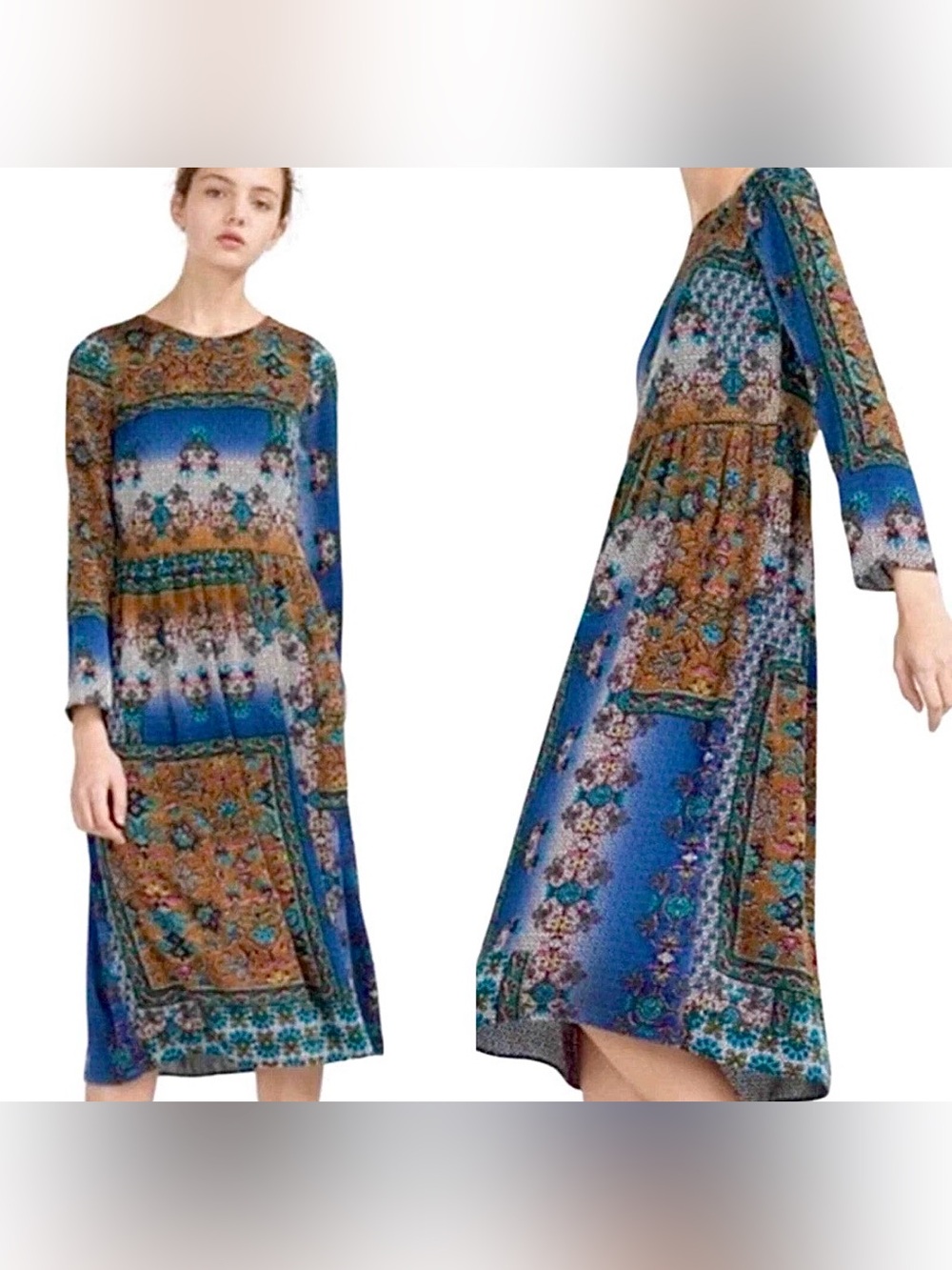 Zara Maxi Dress BOHO Multicolor Geometric Print S fashion blogger